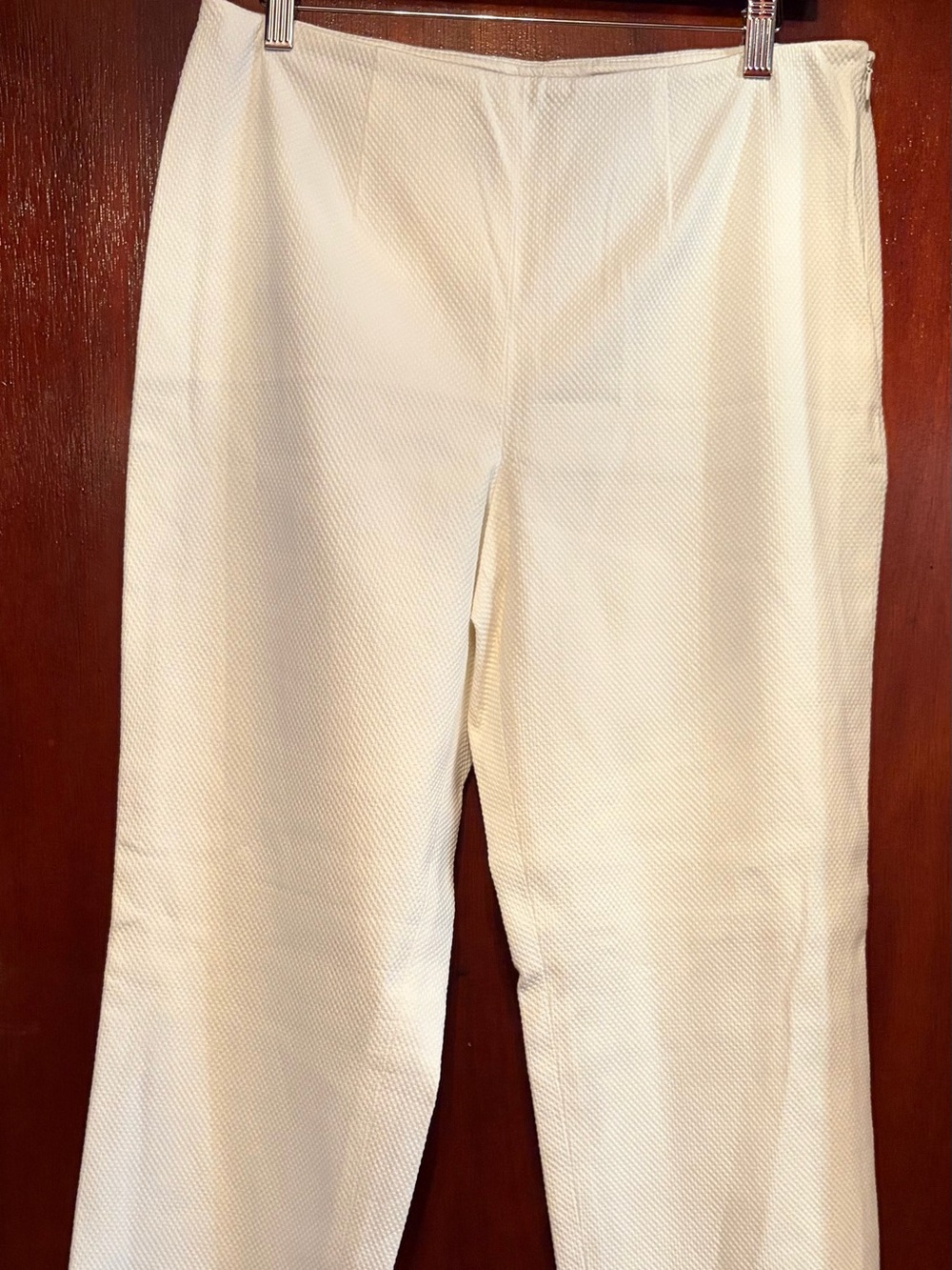 Worth White Textured Straight-Leg Trousers
